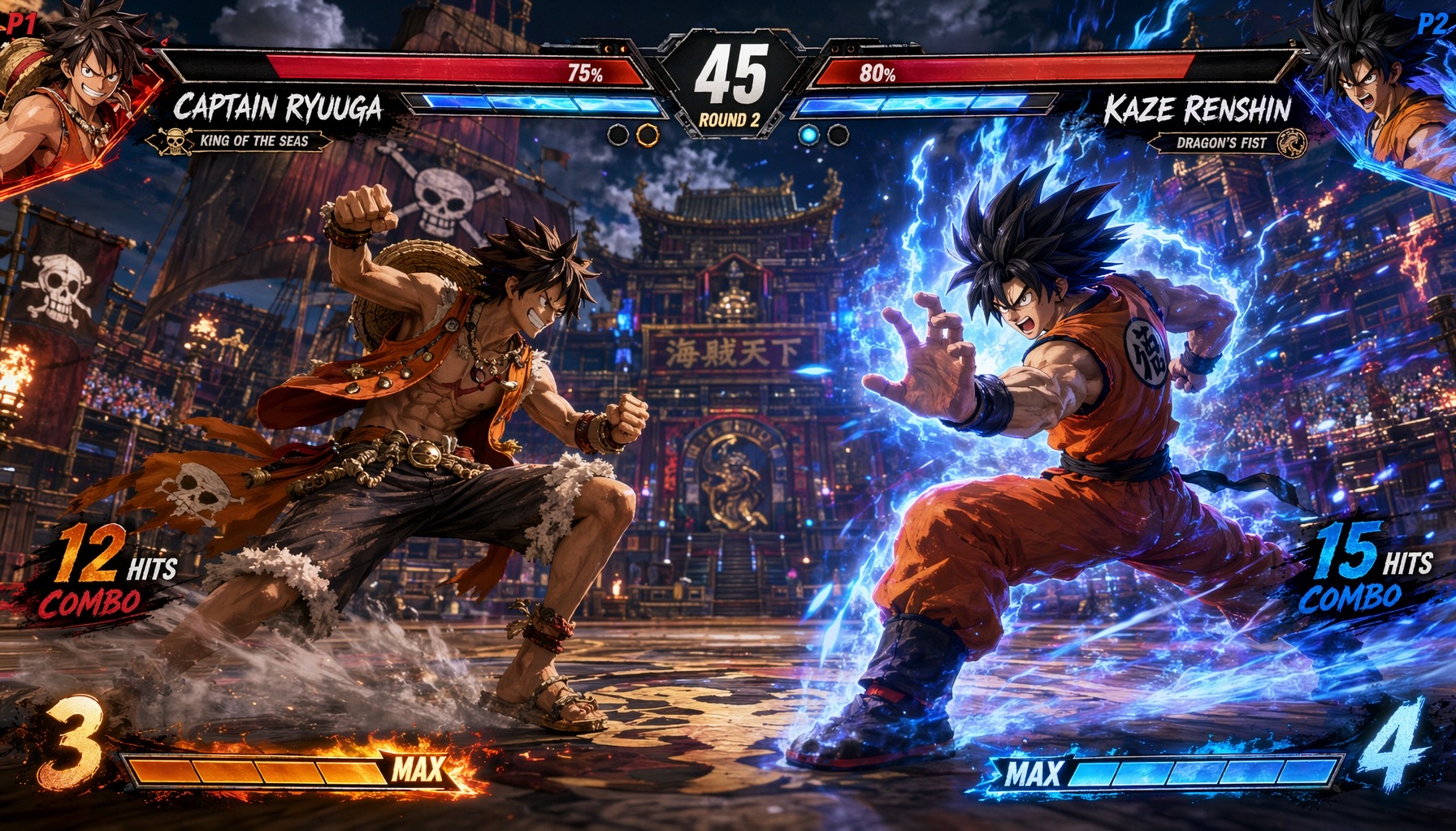 游戏截图 - 动漫格斗游戏：龙牙船长 vs 风刃神 template preview